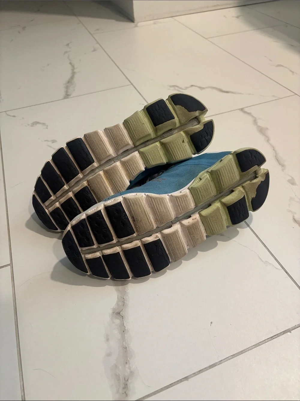 On Running Women's Light Blue and Lime Athletic Shoes